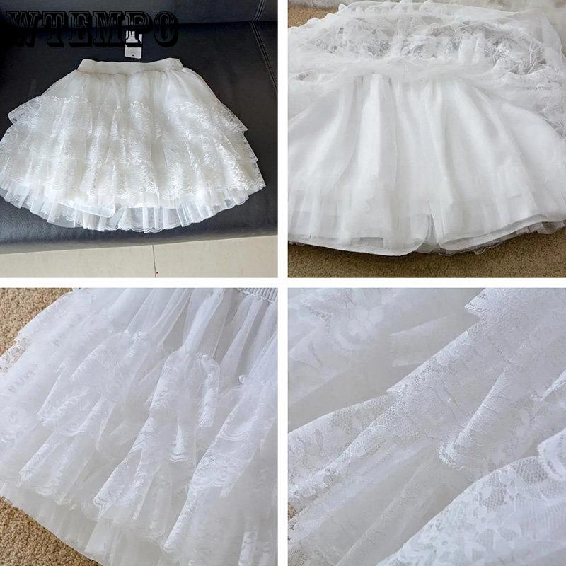 WTEMPO Sommer Frauen Elastische Hohe Taille Schwarz Rock Tanzen Big Swing Tutu Röcke Multi-Layer Spitze Mesh Kurze Kuchen Röcke
