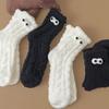 2 Pairs Funny Fluffy Socks with Big Eyes Women Fuzzy Warm Sleep Socks Winter Cozy Thick Socks for Indoor Lounging And Sleeping