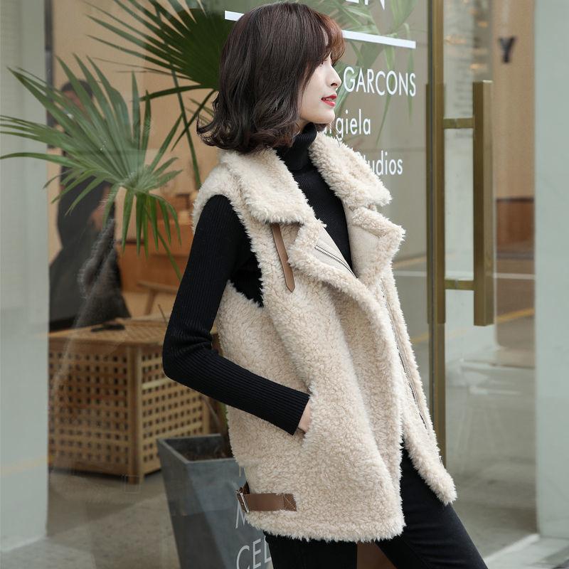 Lamb wool vest women's autumn and winter new Korean version loose thickened fur integrated vest vest vest jacket