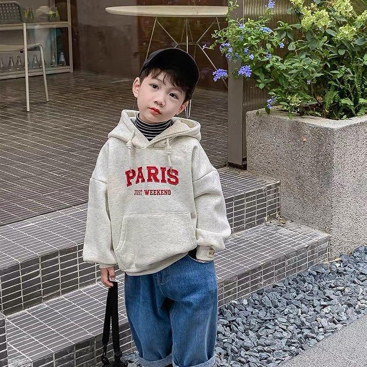 Boys' Trendy Hooded Sweatshirts - Stylish 2024 Autumn/Winter Baby Tops with Prints