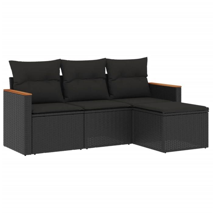 VidaXL Garden Lounge Set with Cushions 4 Pcs, Patio Sofas, Patio Furniture Set, Outdoor Furniture, Black 3225901