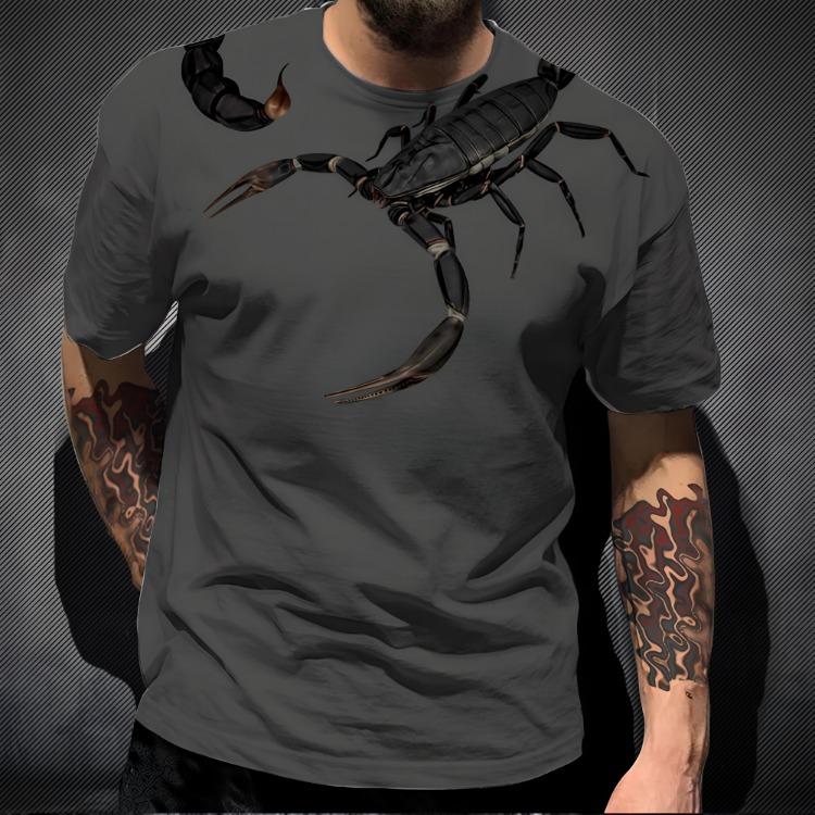 Trendy Hip-Hop Streetwear Cool 3D Print Scorpion Animal T Shirt Short-Sleeved Tee New Fashion Design