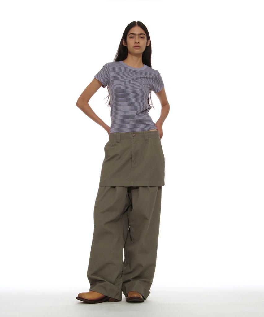 PARTIMENTO WOMEN Detachable Layered Chino Skirt Pants_Warm Gray