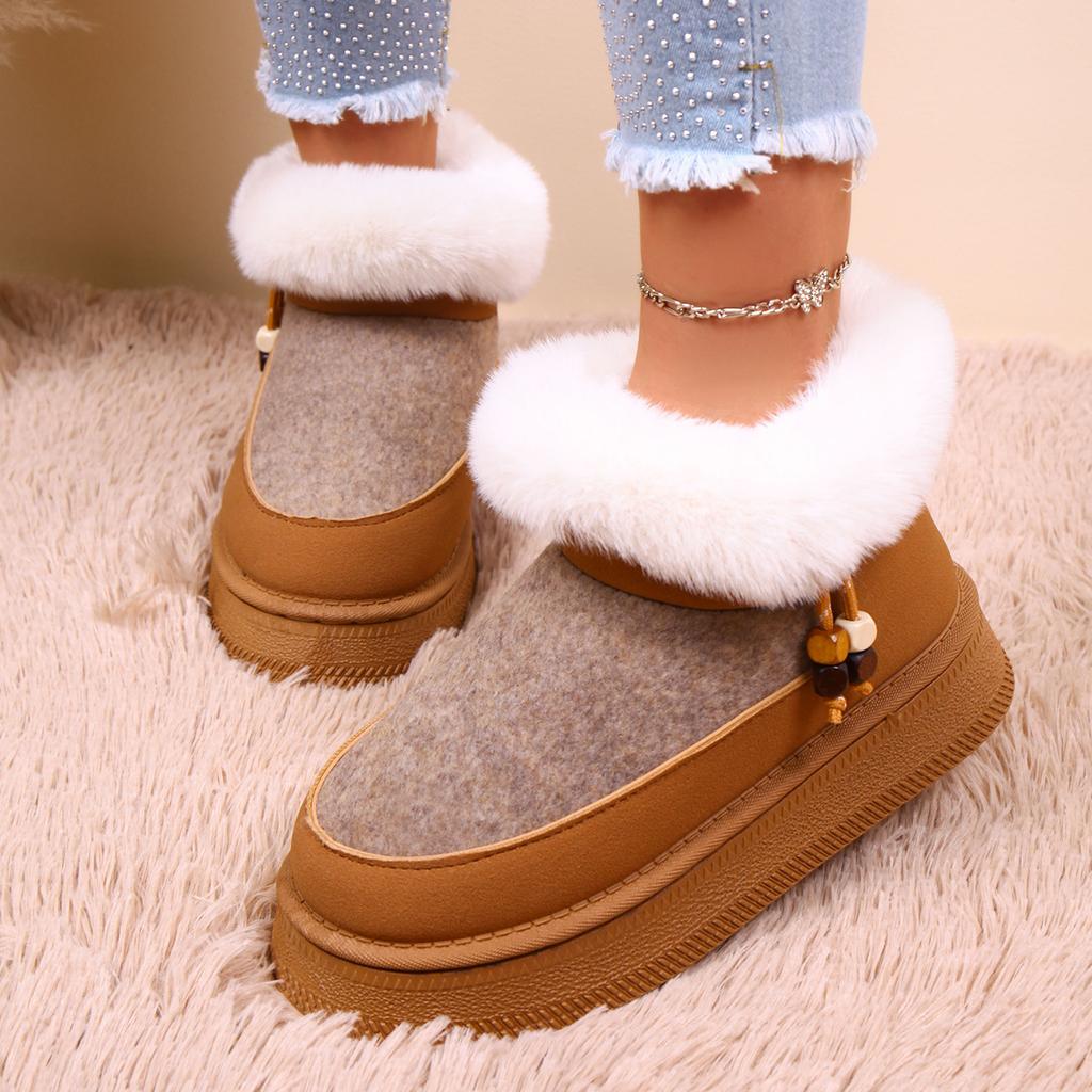 Foreign trade large size women's shoes snow boots women's 2025 autumn and winter new thick-soled warm and velvet large cotton shoes fashion