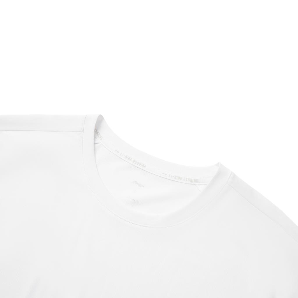 Li Ning Running Series Solid Color Round Neck Comfortable Breathable Versatile Ventilation T-Shirt Men Tops White ATSV083-2