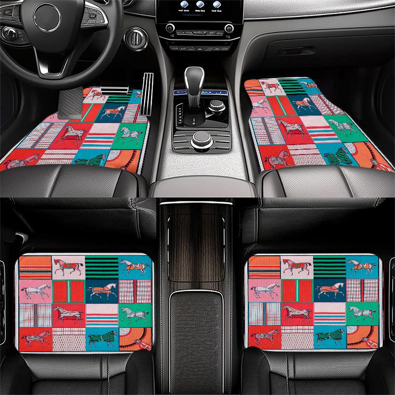 Horse Art Pattern Black Car Floor Mats Full Coverage All-Season Car Mats, XPE Non-Slip And Wear-Resistant Mats Suitable for SUV Interiors, Textured Ca