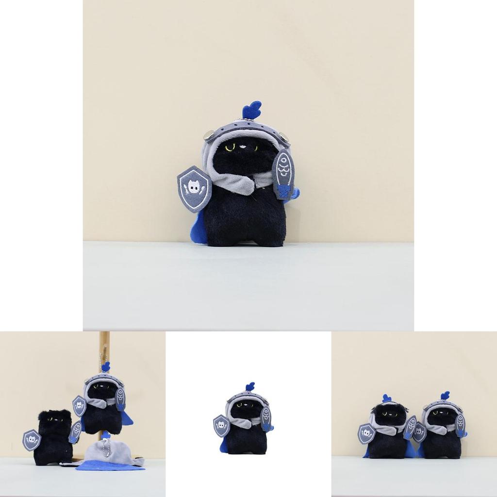 Adorable Knight Cat Plush Toy Cute Cartoon Keychain Soft Pp Cotton Doll Accessory