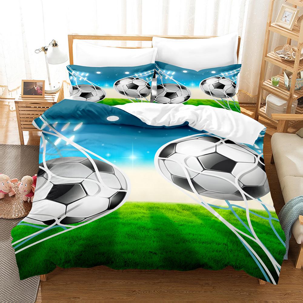 3d Digital Printing Football Three-piece Quilt Cover Set