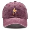 Cute Fox Print Snapback Sun Hat Big-eyed Fox Baseball Hat Washed Cotton Stylish Adjustable Baseball Cap Ideal Choice For Gifts