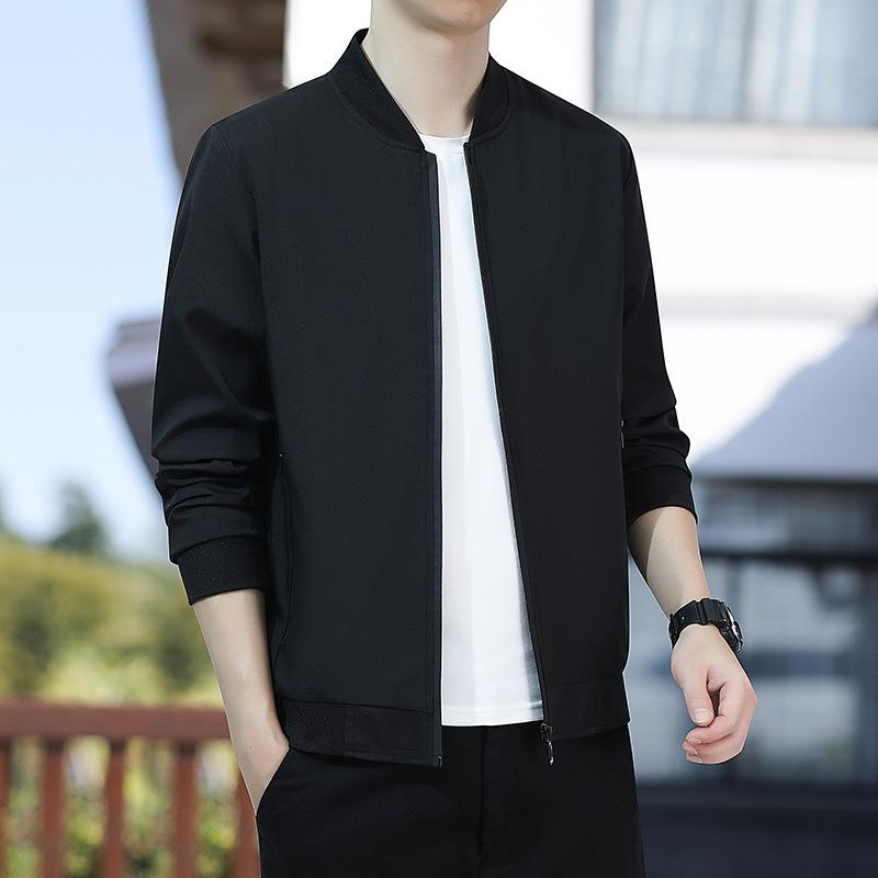 Baseball Collar Spring and Autumn Solid Color Versatile Casual Korean Version Loose Stand-up Collar Top Jacket Jacket