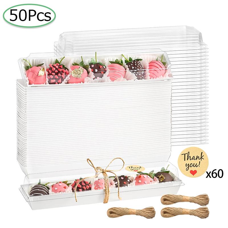10/12/20/25/50pcs Cookie Boxes Party Supplies Cardboard For Packaging Chocolate Strawberries 25x5.3x5cm
