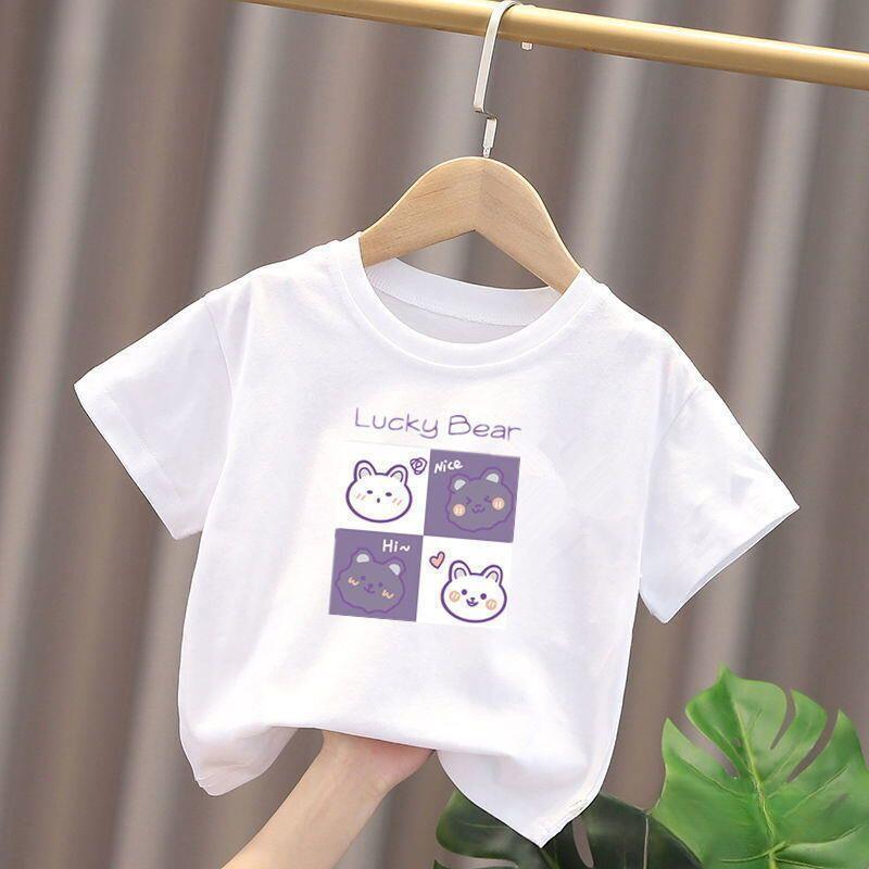 Detské tričká s krátkym rukávom z čistej bavlny, dievčenské letné oblečenie, košele na zapínanie, trendy topy pre veľké, stredné a malé deti
