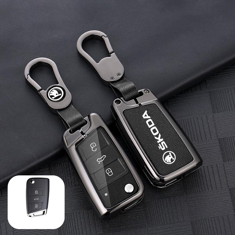 dclaq2 Zinc Alloy Car Key Fob Case Bag For Skoda Octavia A5 A7 Superb Kodiaq Fabia Karoq 2020 2021 Protector Shell Keychain Accessories