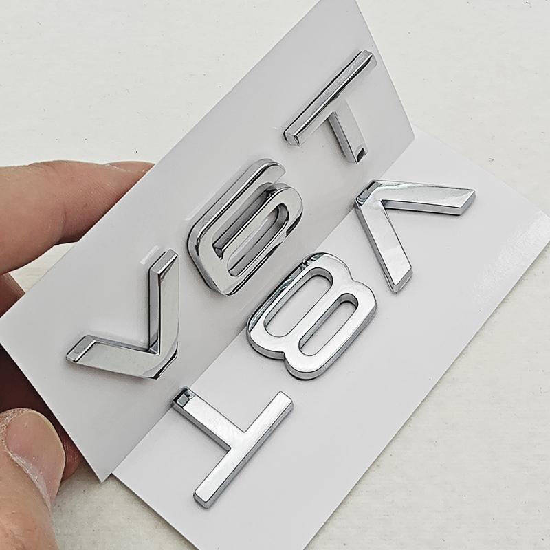 3D ABS Emblemat Boczny Błotnika Samochodowego V6T V8T Logo Tylna Klapa Bagażnika Do Audi S4 A4 B7 V6T Naklejka A6 SQ7 Q8 R8 S8 RS8 V8T Odznaka Akcesoria