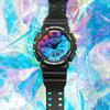 G-Shock Casio Neon Series Colorful Laser Glass Mirror Casual Sports Waterproof and Antimagnetic Men's Watch Black GA-110SR-1APR
