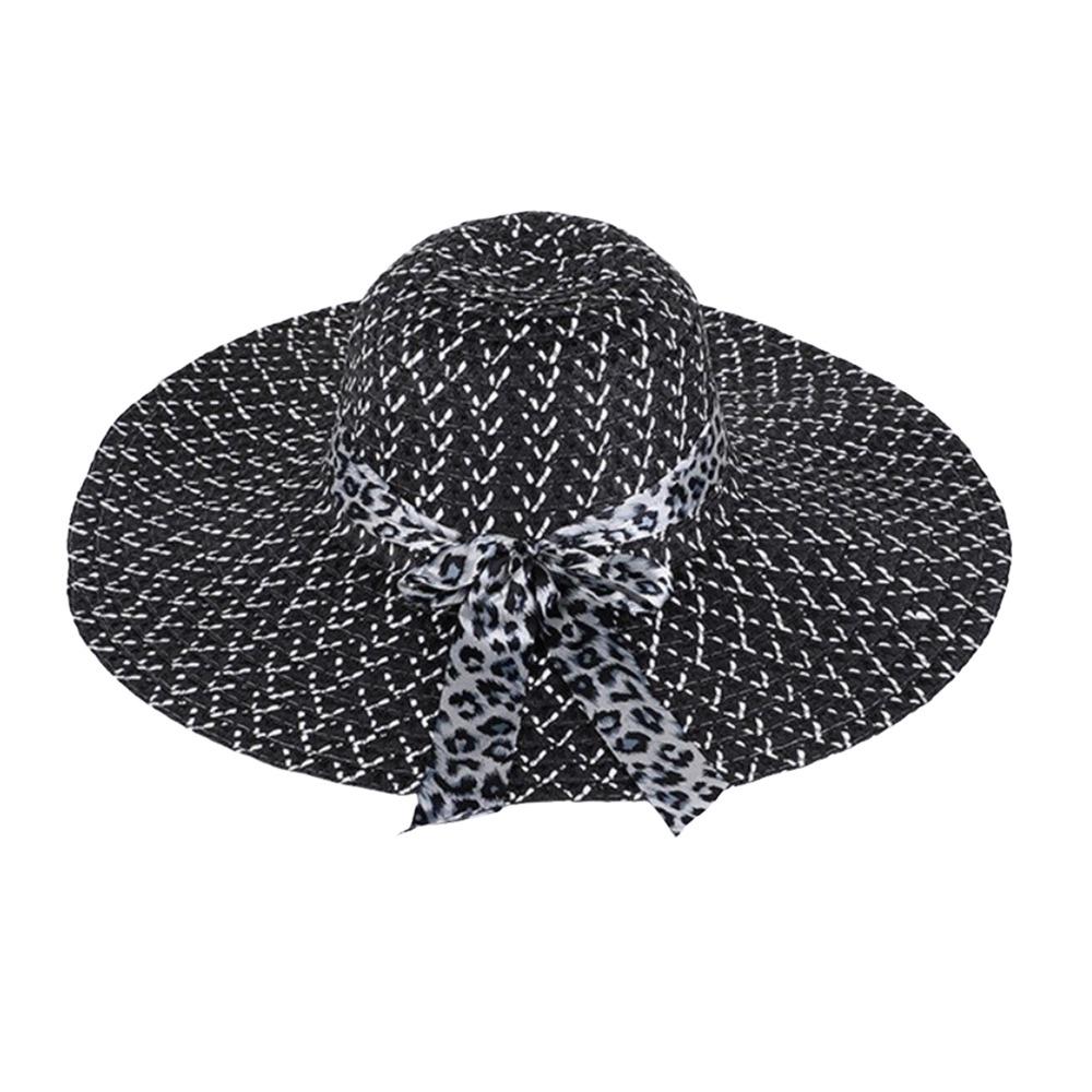Großer Rand Sommer Sonnenhut Schleife Strohhut Mode Strandkappe für Damen