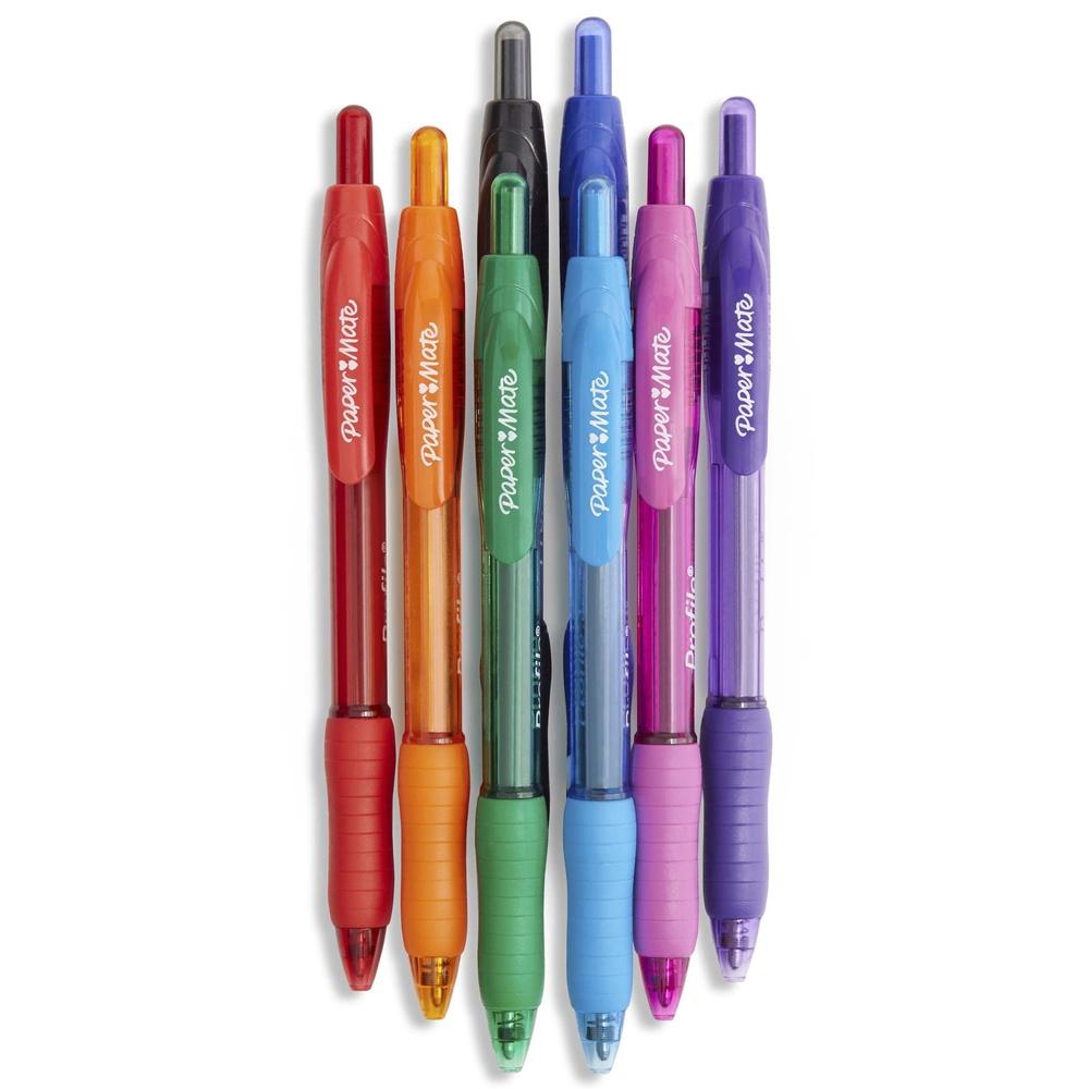 Paper Mate Profile Ballpoint Pen Retractable Bold 1.4 mm Assorted Ink and Barrel Colors 8/Pack