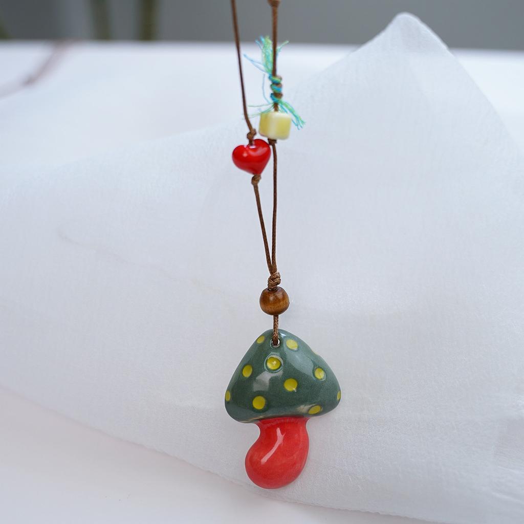 Hot-selling ceramic mushroom necklace accessories niche design necklace high sense
