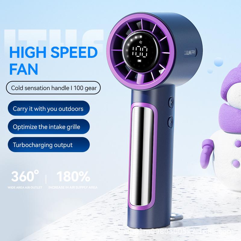 

2025 New Mini Handheld Ice Pack Fan with Digital Display - Silent High-Speed Portable Outdoor Electric Fan 40.5*66.7*175.9 mm