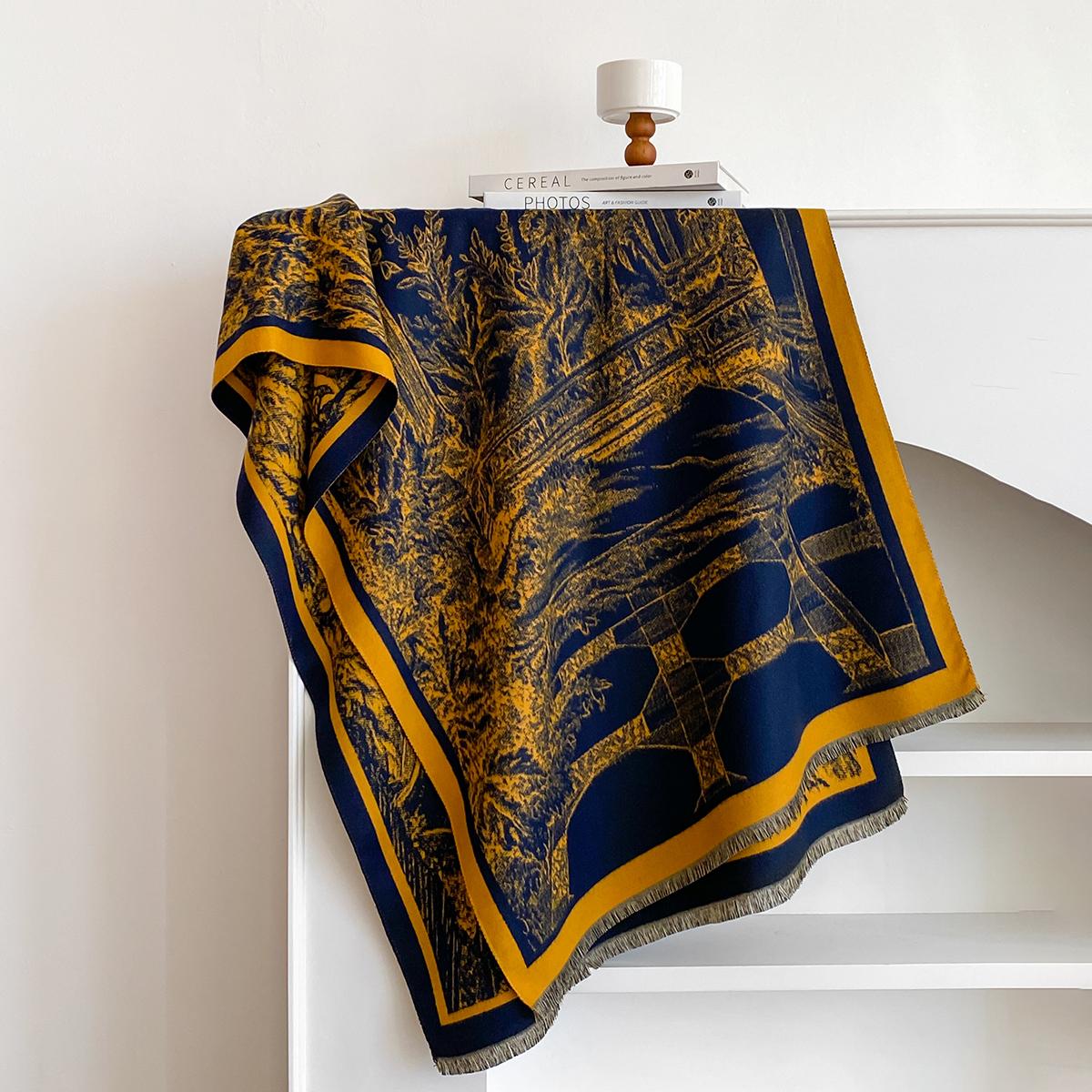 

Новый Роскошный Двусторонний Шарф из Имитации Кашемира - Ультрамягкий Женский Зимний Утепленный Жаккардовый Шарф-Шаль с Стильными Узорами