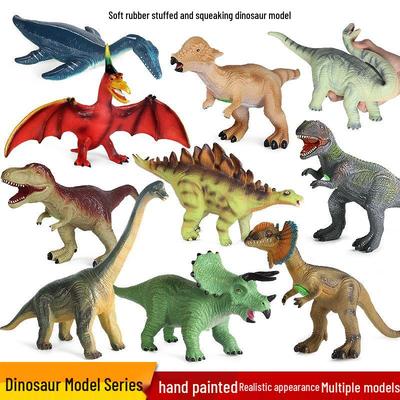 Children's Soft Rubber Dinosaur Toys: T-Rex, Pterodactyl, Styracosaurus Models