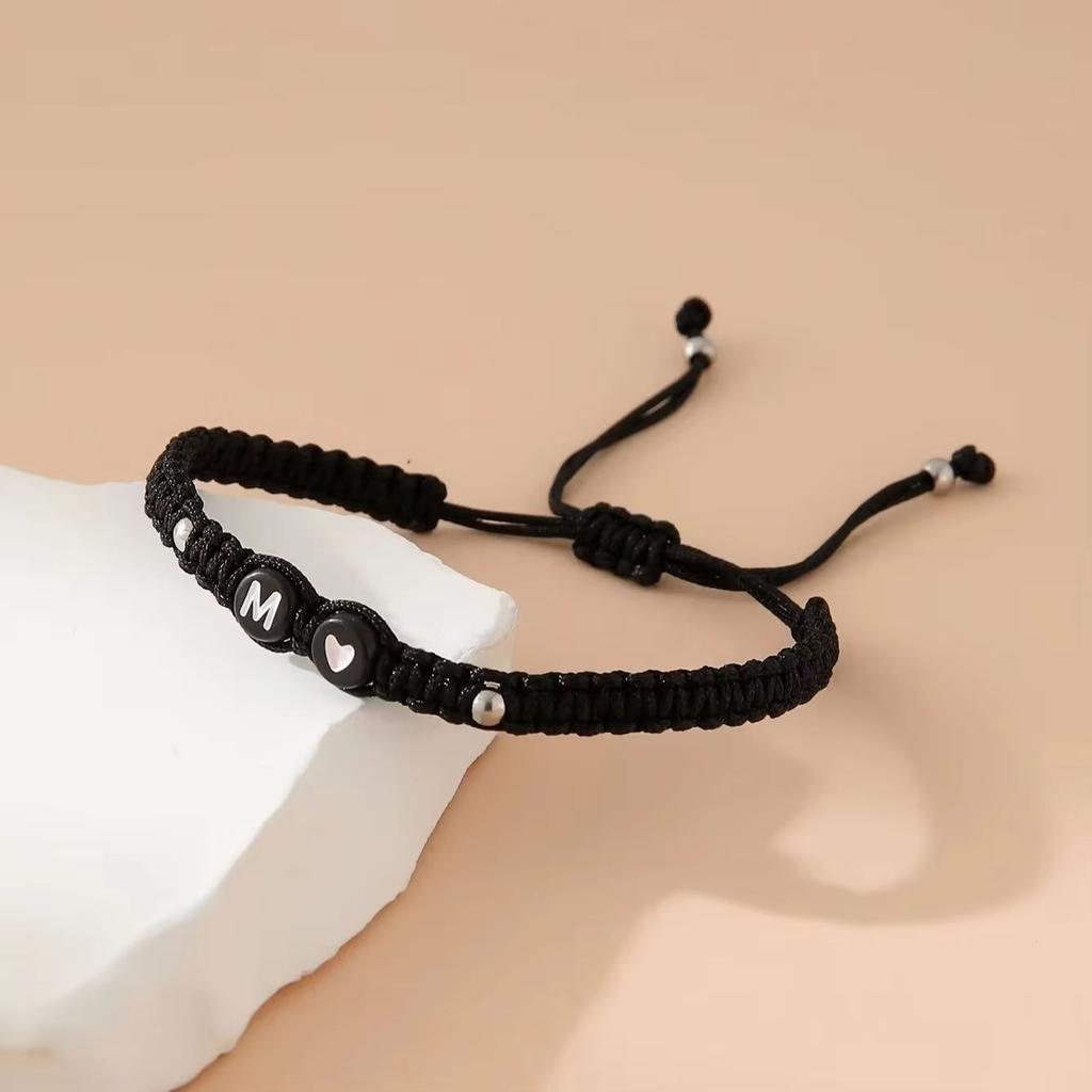 26 Alphabet Initials Heart Bracelet Jewelry Handmade Collapsible A-Z Braided Bracelet Women Men Friendship Couple Gift