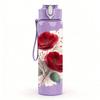 1PC Red Rose Flower 750ml Color Plastic Sports Water Bottle Leakproof Flip Straw Lid Suitable for Sports Office Home Use