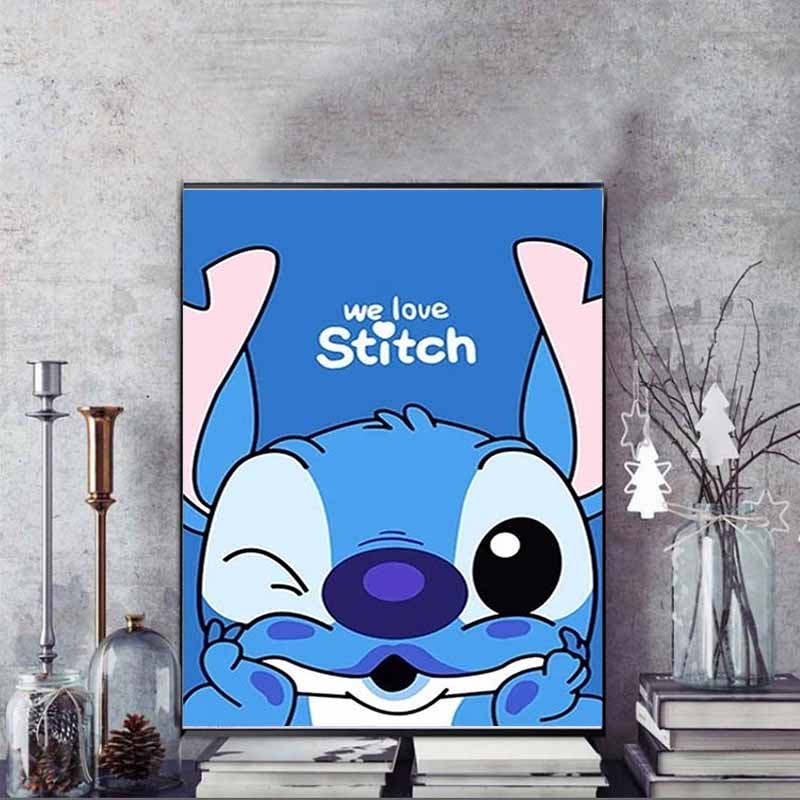 Disney Diamond Painting Stitch Cute Winking Illustration Wall Decoration Full Diamond Cross stitch DIY Gift Home Decoration