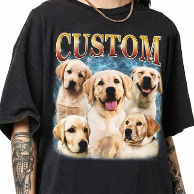 Custom Dog Bootleg Shirt, Vintage Labrador Retriever Photo Shirt, Personalized Pet Picture Tee, Dog Lover Shirt, Pet Name Tee, Dog Mom Gift