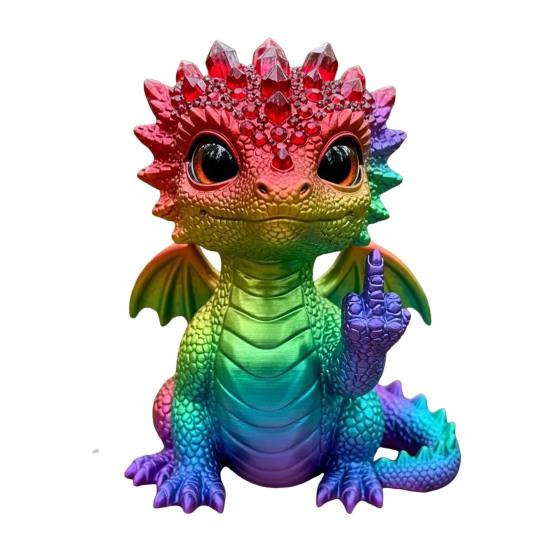 Baby Dragon Figurine Cheeky Dragon Statue Collectible Flip-off Baby Dragon