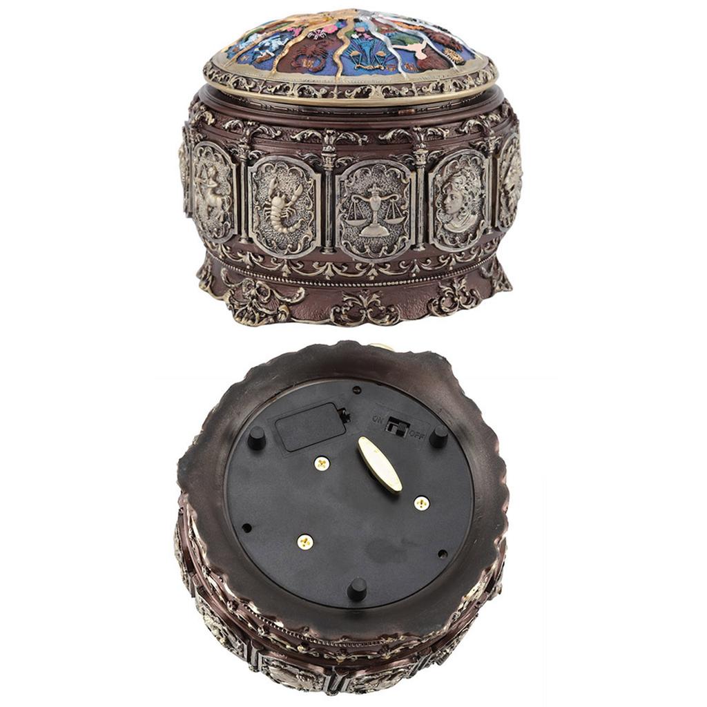 Vintage Music Box with 12 Constellations Rotating Goddess Twinkling LED Light