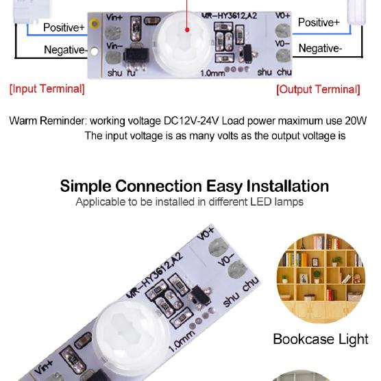 PIR Motion Sensor Switch DC 12V 24V PIR Motion Sensor Movement Detector Activated Timer Automatic Switch ON OFF for LED Strip