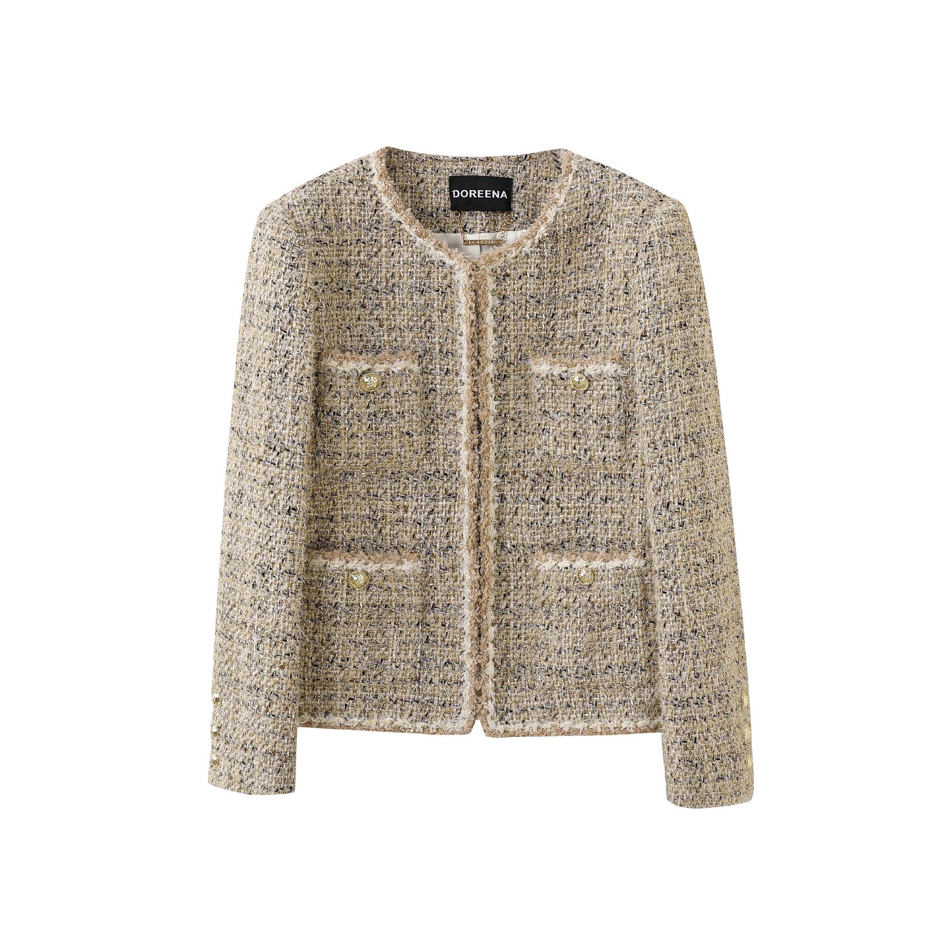 

Канареечный 2025 Осень/Зима Женская Короткая Куртка - Стиль Маленький Аромат, Высококлассная Заказная Серия Medium