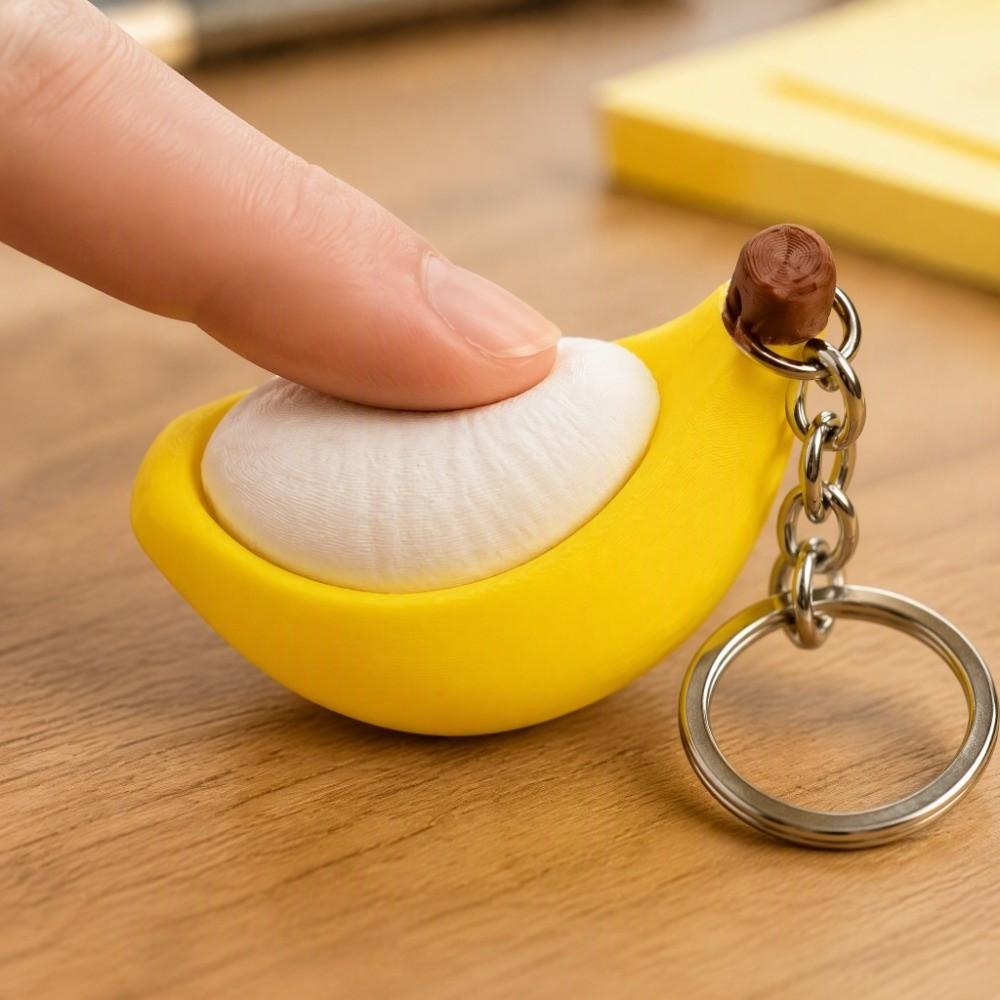 Eco-Friendly PLA Banana Fidget Keychain Simulation Banana Button Clicker Keychain Gifts for Teens