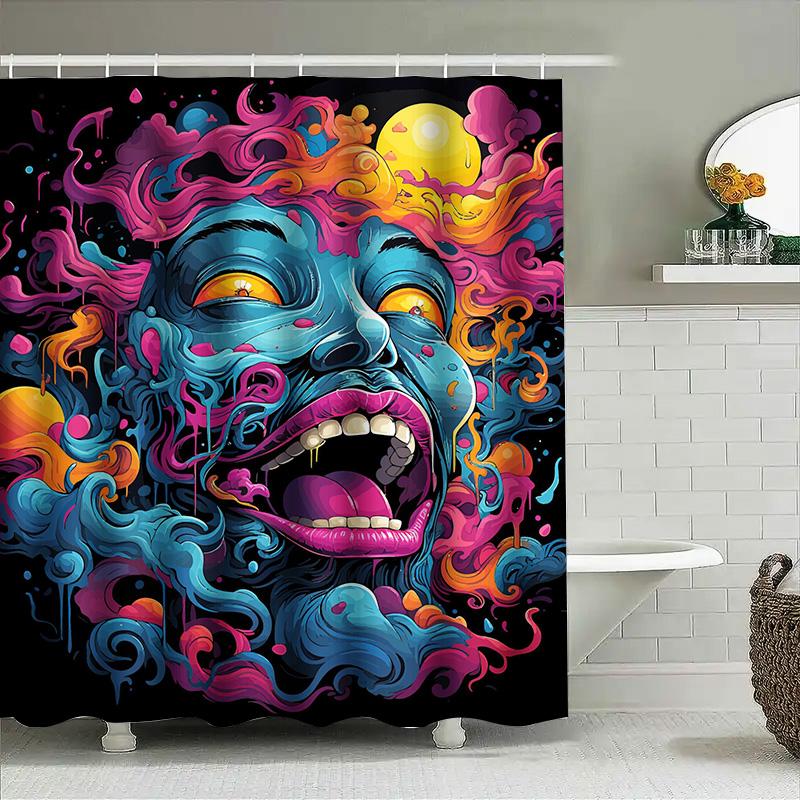 

Tuniu Psychedelic Bathroom Curtain Crazy Face Pop Art Surreal Wall Decor Room Blackout Curtain W60H190(CM)-1 Pcs