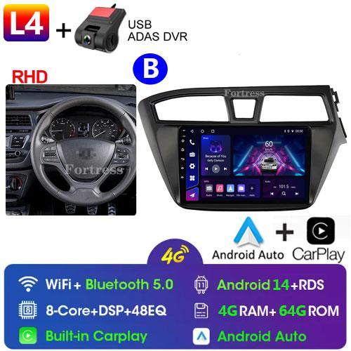 Fortress 6G 128G Android 12 Car Radio For Hyundai I20 LHD 2015 2016 2017 Stereo GPS Carplay Auto Multimedia Player 2Din DVD
