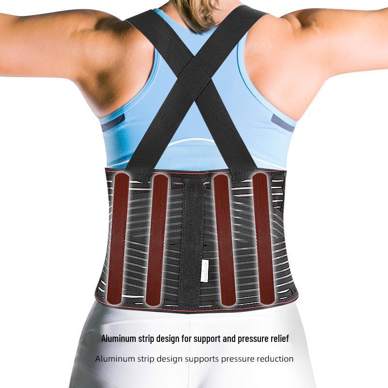 Atmungsaktiver Lendenwirbelstützgürtel mit Aluminiumplatte für Damen und Herren - Fitness- und Sport-Rückenschutz