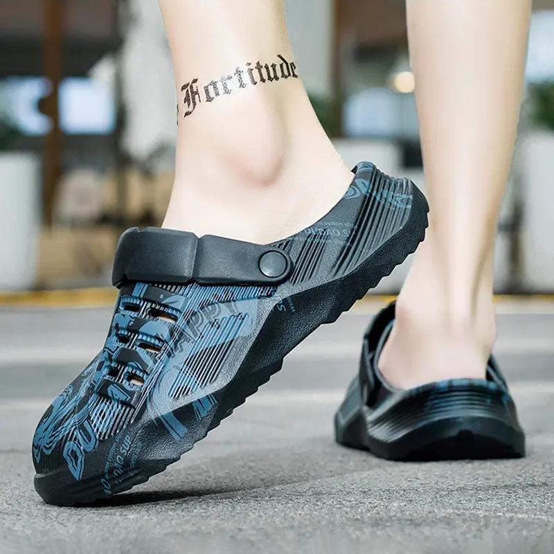 Trendy Fashion Hole Shoes Men's Summer Thick-soled Soft Elastic Slippers Comfortable Outdoor Sports Non-slip Casual Slippers