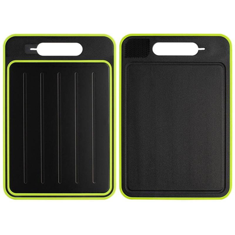 Meat Food Thawing Tray Double Sided Cutting Board with Grater Sharpener Defrosting Tray Food Preparation Utilitys