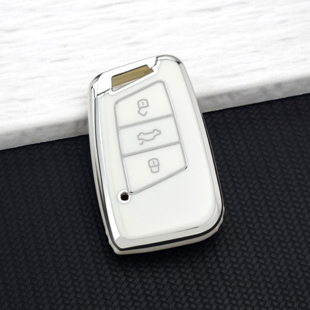 Anti-scratch TPU Car Key Case Cover for Volkswagen VW Passat B8 Magotan Skoda Superb A7 Key Fob Shell with Keychain Accessories