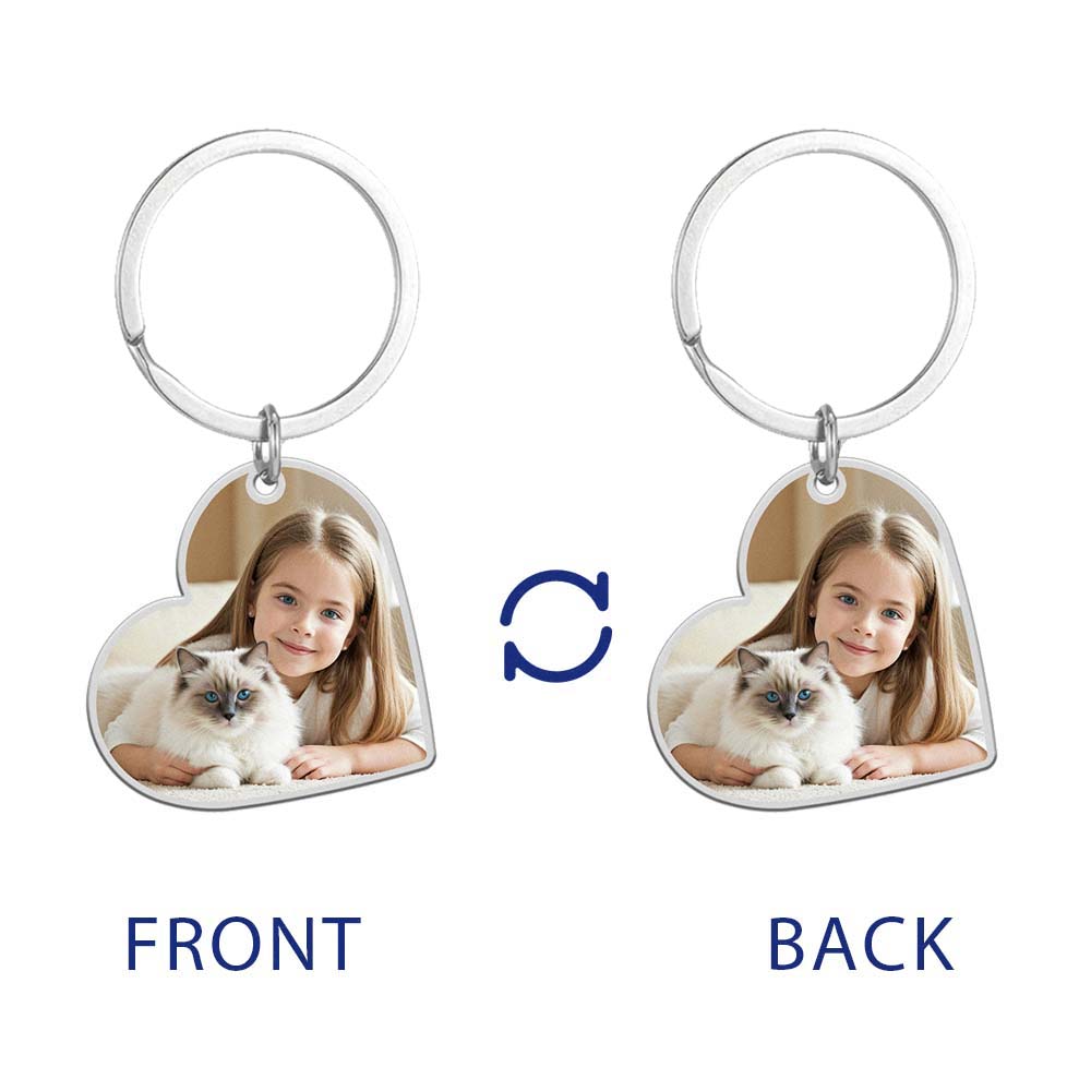 Print Demand Photo Keychain Personalized Custom Gift For Women Men Mother Father Dad Family Couple Stainless Steel Key Ring