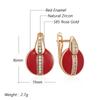 Fashion Red Enamel Natural Zircon English Earrings For Women Girl Simple  Rose Gold Color Party Eardrop Jewelry