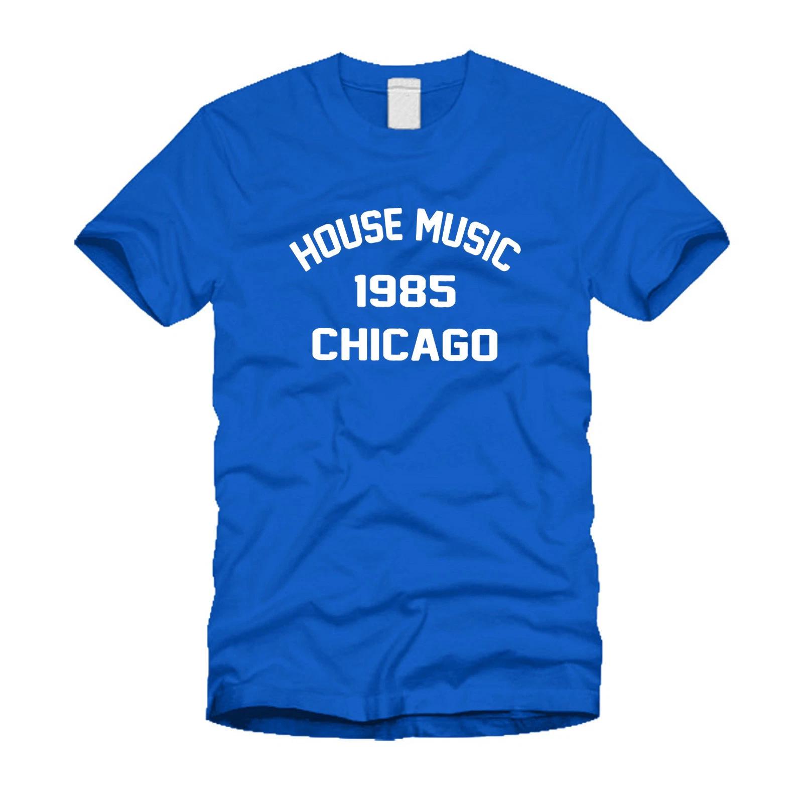 House Music Chicago 1985 Electric Dance EDM Stylish Retro Royal Blue T-Shirt S