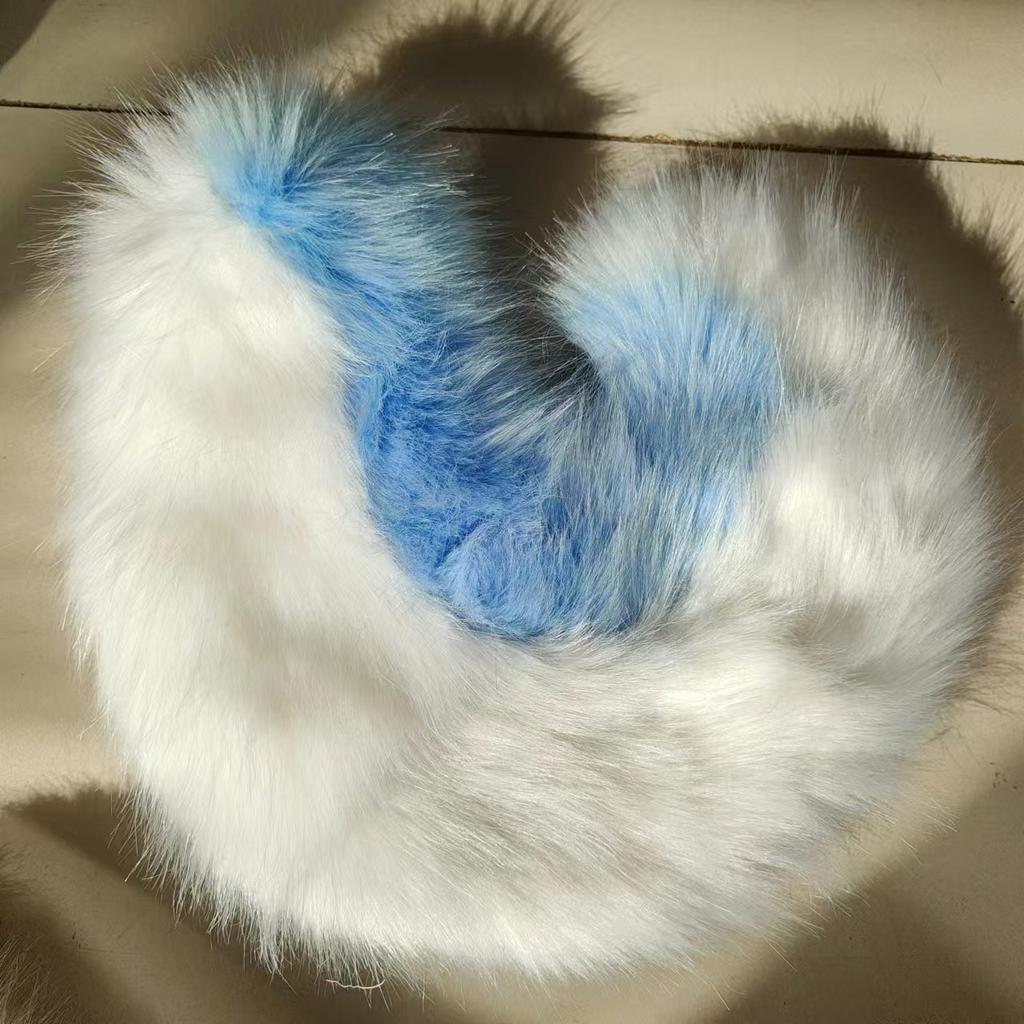 New Furry Big Curly Shiba Inu Tail Wolf Tails Fursuit Girl Plush Faux Fur Wolf Tail Fancy Dress Anime Lolita Cosplay Accessories
