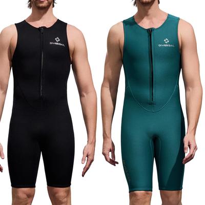 Mens Sleeveless Wetsuit 2mm Thickness Front Zipper One Piece Bodysuit Swimming Snorkeling Dive Suit
