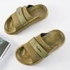 Fashion Summer Trend New Men's Green Black Suede Leather Platform Casual Shoes Breathable Beach Sandals Outdoor Slippers