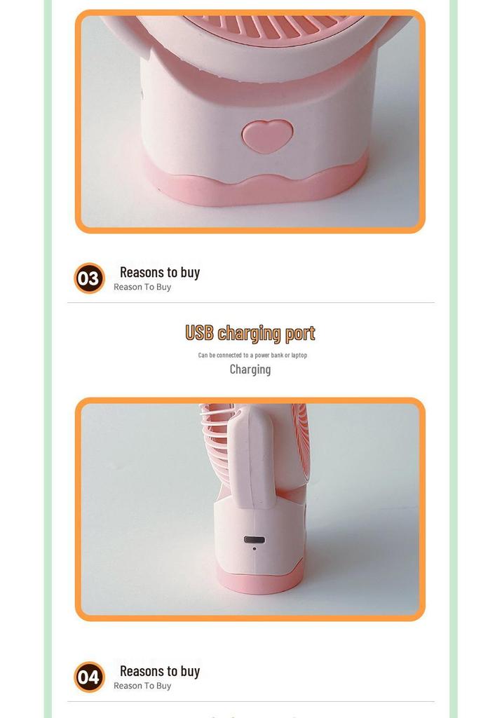 Compact Silent Cartoon Desk Fan for Office & Dorm - Cute Portable Mini Fan