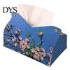 Multi Purpose Storage Leather Tissue Box Cover with Flowers Pattern, Foldable Desktop Organizer, Napkin Holder Case, Dining Room Facial Paper