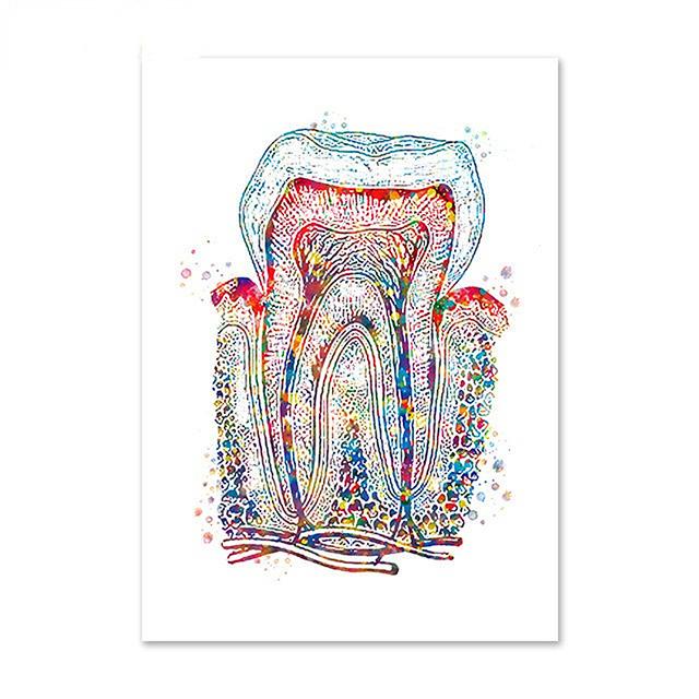 Dental Art Cartoon Style Wall Art Posters Tooth Medical Canvas Painting Print Pictures Dentist Gift Modern Clinic Home Decor No Frame