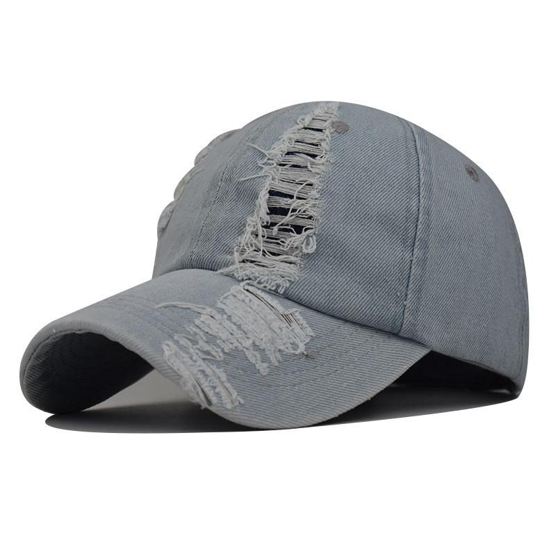 Trendy European American Style Distressed Denim Baseball Cap For Men And Women